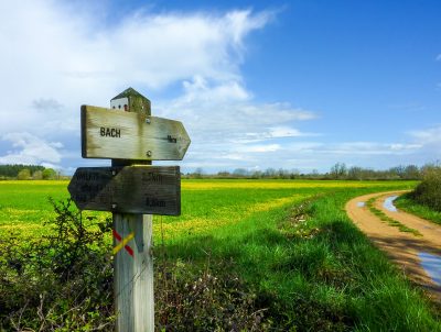 Poffy - Signalétique devant un champ de colza